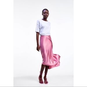 Zara Pink Satin Skirt (Blogger Favorite) NWT